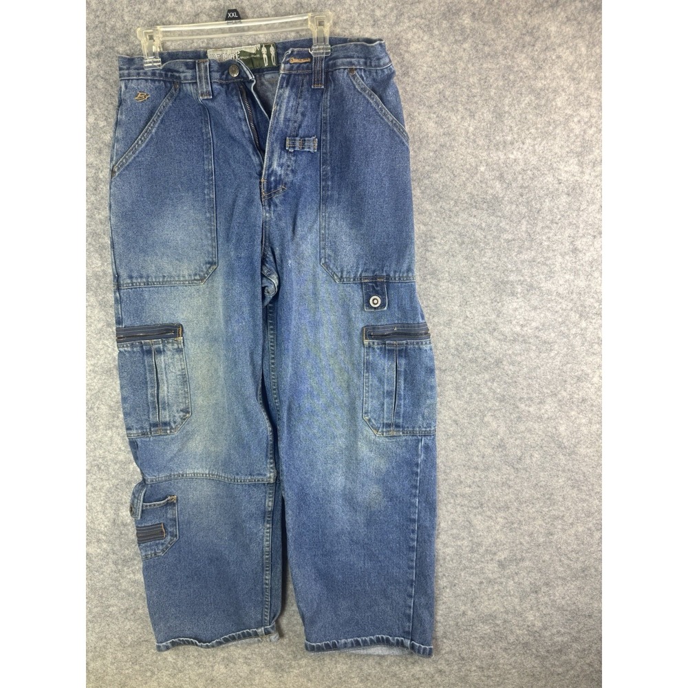 Vintage Brooklyn Xpress Jeans Mens 34 Baggy Wide Leg Pockets Denim Y2K 90s Blue